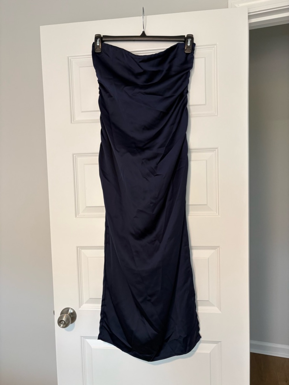 NWT House of Harlow 1960 Strapless Navy Ruched Evening Formal Gown Size Medium